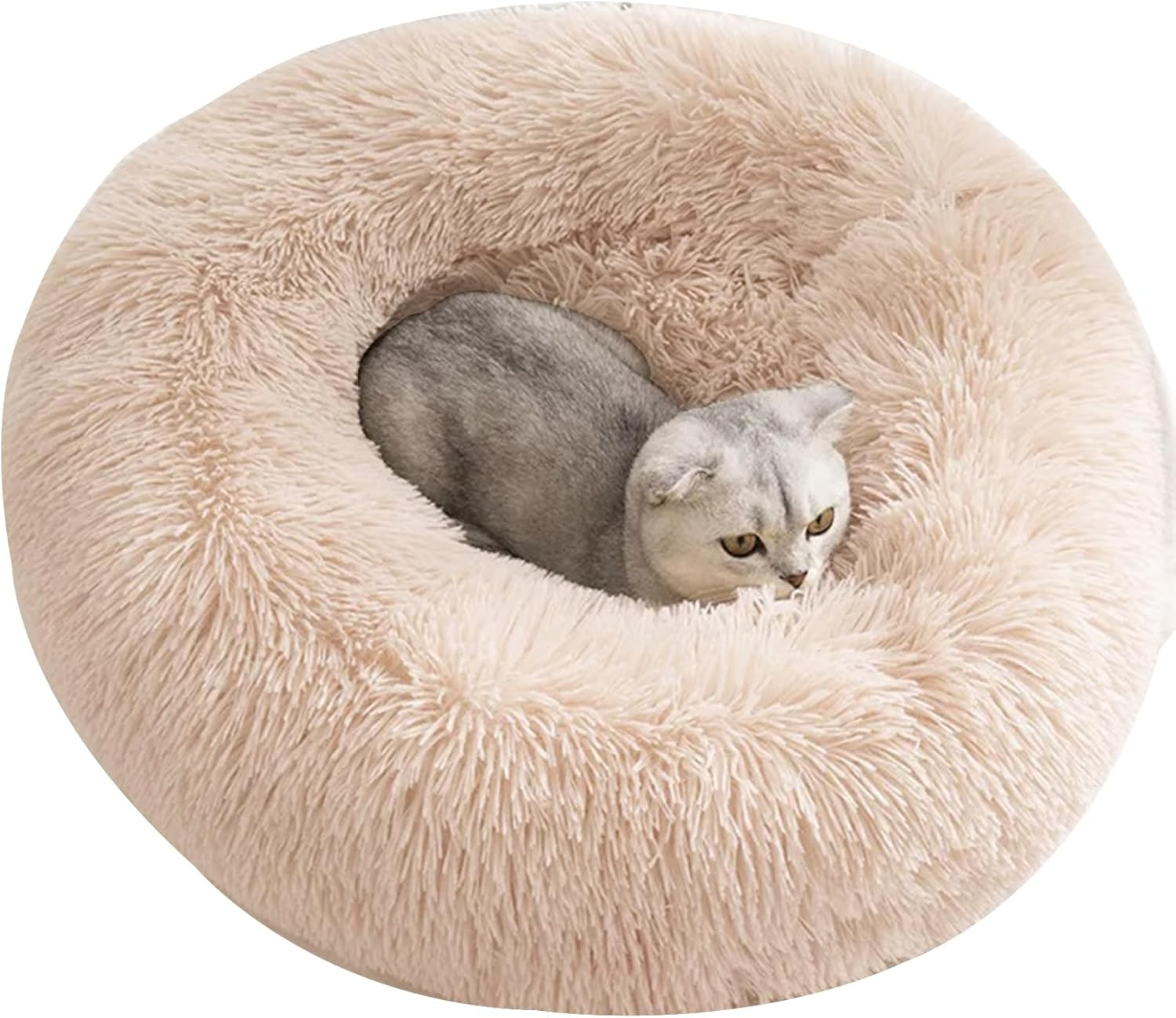 AYO Pet Bed, Pet Cushion, Pet Sofa, Dog Bed, Cat Bed, for Cats, Puppies, Small Dogs, Pet Supplies, Sleep Soundly, Chew-Resistant, Round, Donut, Soft, Fluffy, Cute, Anti-Slip, Suitable for All Year,