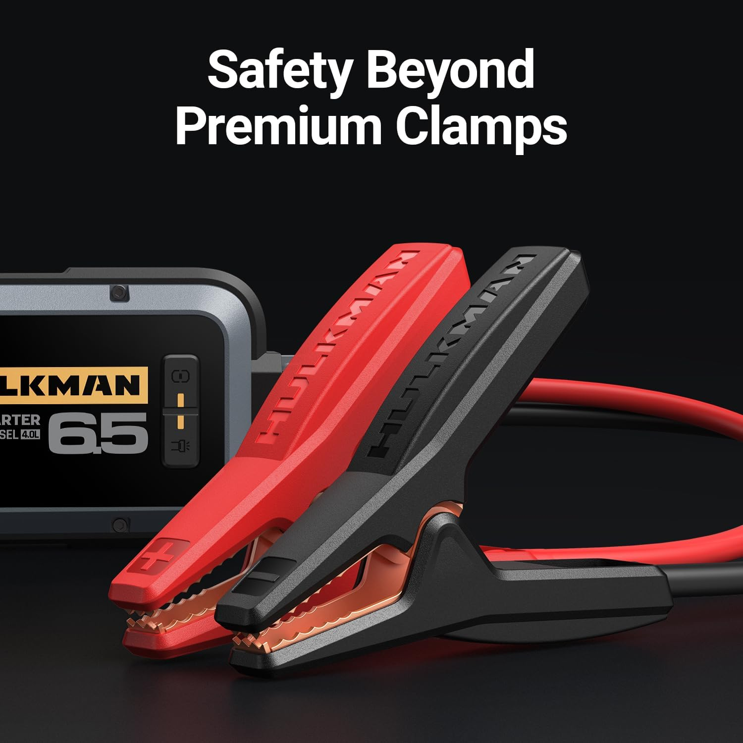 Hulkman Alpha65 Space Gray, 1200A 44.4Wh Smart Jump Starter, 12V Portable Car Battery Booster with 2.9" Display, USB-C Power Pack, 4-Mode LED Flashlight, Jumper Cables for up to 6.5L Gas/4.0L Diesel image number 1