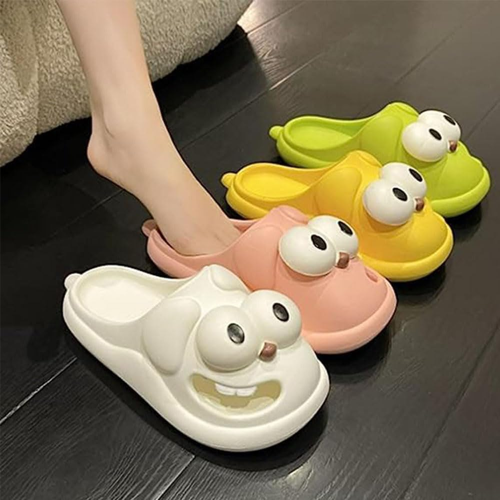 Big Eyes Dog Slippers for Women Kid, Tongue Kiss Slippers, Non-Slip Quick Drying Soft Lightweight Shower Cloud Slides image number 4
