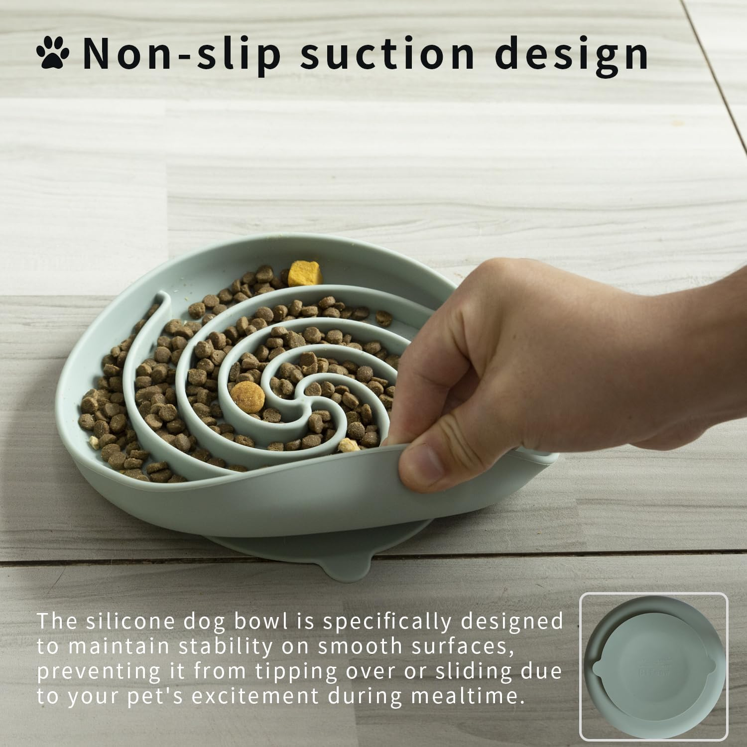 Bifeaw Dog Puzzle Bowl - Silicone Slow Feeder Dog Bowls for Healthy Eating - Puppy Slow Feeder Non-Slip Design Dishwasher Microwave Safe for All Breeds Dogs (Grey-Green) image number 2