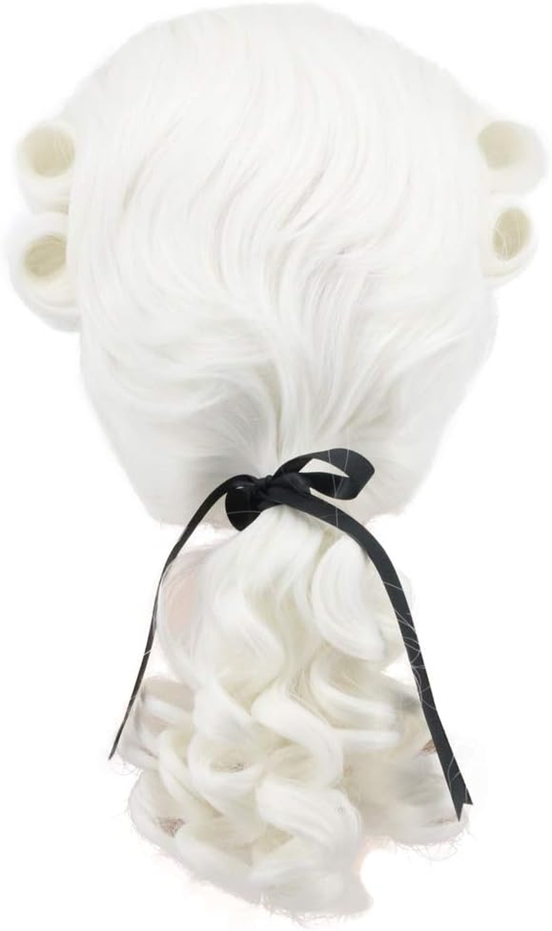 Yuehong Long Mens George Washington Cosplay Curly Gentleman Lawyer Wig 2#
