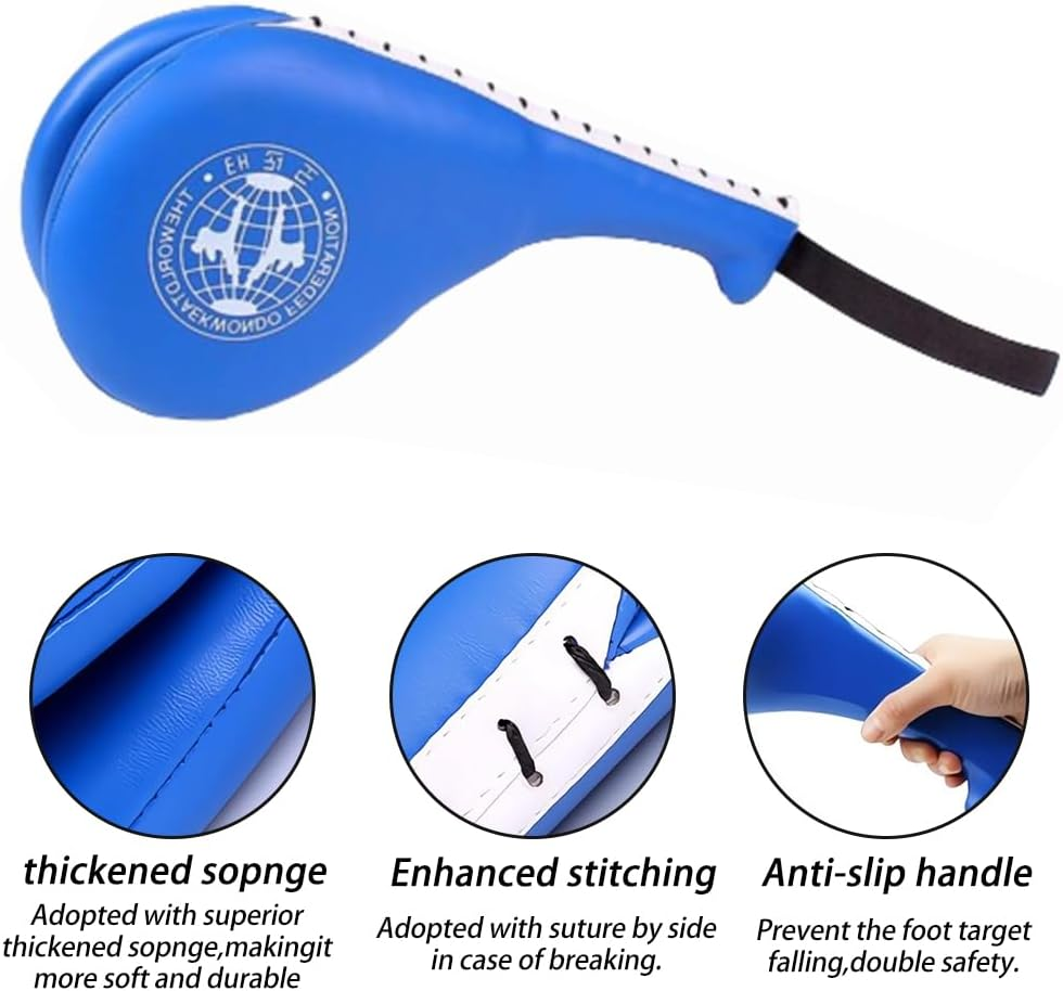 2 Pack Taekwondo Kick Pads, Durable Striking Pad, Target TKD Kicking Pad Practice Double Face Kick, Martial Arts Strike Targets for Kickboxing and Karate Training (Red+Blue) image number 6