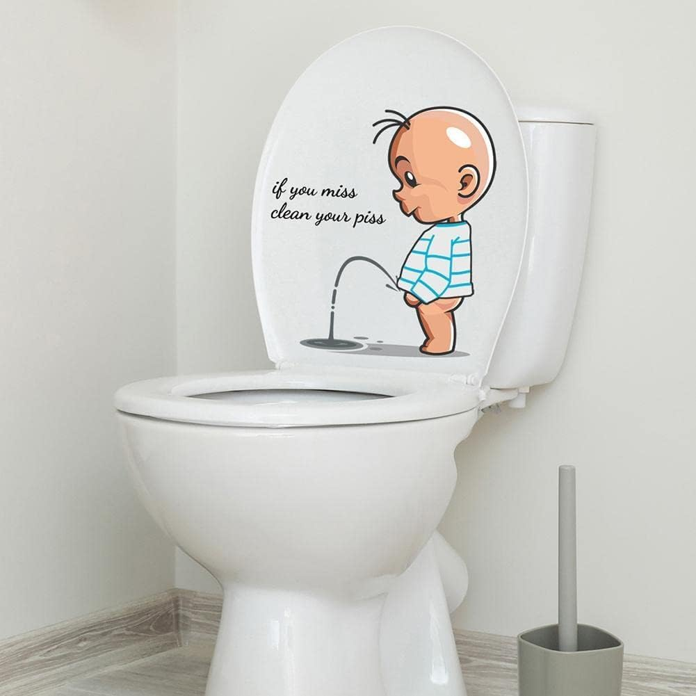 If You Miss, Clean Your Toilet Sticker - Funny Bathroom Wall Decal, Waterproof Vinyl Art Sign Decor for Lid and Tank Covers - DIY Removable Seat Sticker image number 1