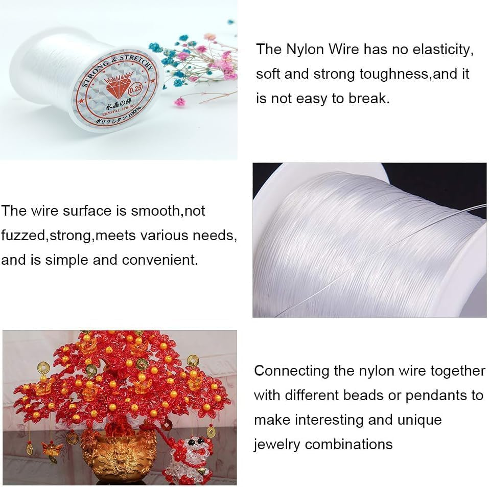 Jewelry Bracelet String Nylon Thread Beading Thread, 2Pcs 80M Clay Beads String Invisible Wire, Strong Crystal Elastic Beading Line Cord Thread String,Beading Threads Crystal Stretchy Bracelet String image number 6