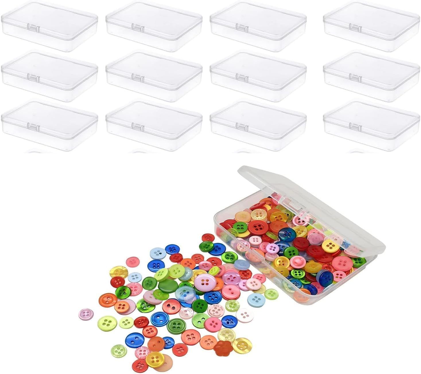 Small Storage Containers, 4.5X3.4 Inches Clear Rectangle Box for Collecting Small Items, Beads, Game Pieces, Business Cards, Crafts Accessories 12 Pcs image number 5