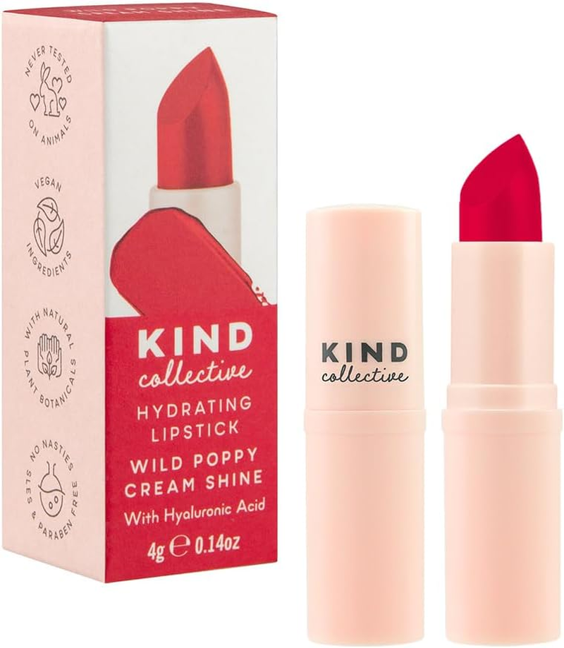 The Kind Collective Hydrating Lipstick with Hyaluronic Acid 4 G, Wild Poppy Cream Shine image number 5