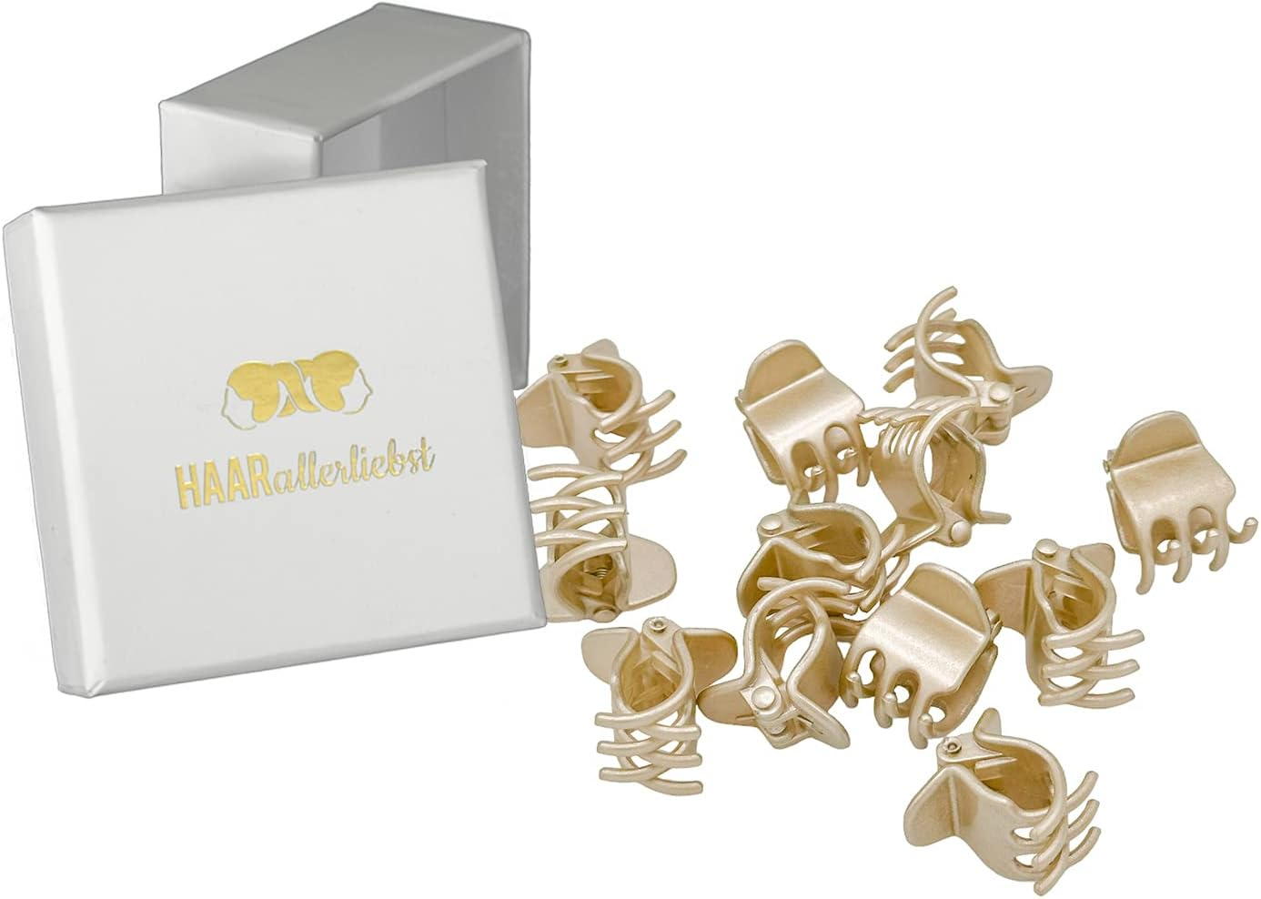 Haarallerliebst Hair Clips for Blonde Hair (Pack of 12 | Rose Gold | 2 Cm) with Box for Storage image number 6