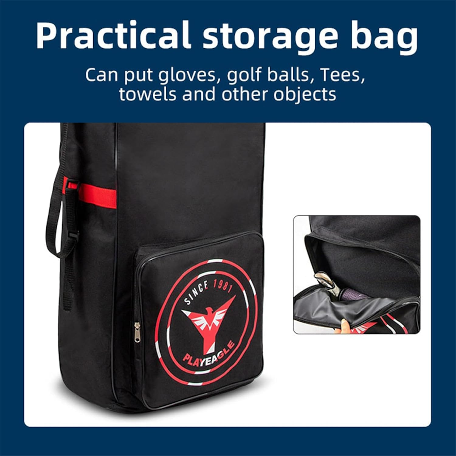 Folding Golf Aviation Bag with Wheels Lightweight Golf Club Bag Golf Travel Bag - Red image number 6