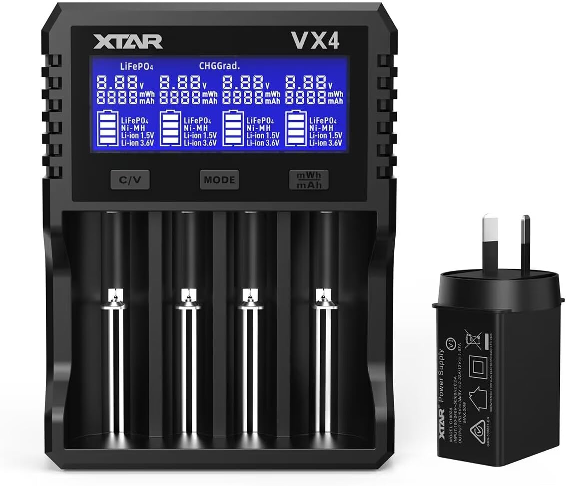 XTAR New VX4 Universal Battery Charger for 3.6/3.7V Li-Ion 1.5V Li-Ion&1.2V Ni-Mh AA AAA 3.2V Lifepo4 Batteries,Test Battery Real Capacity (VX4 Set-Au) image number 6