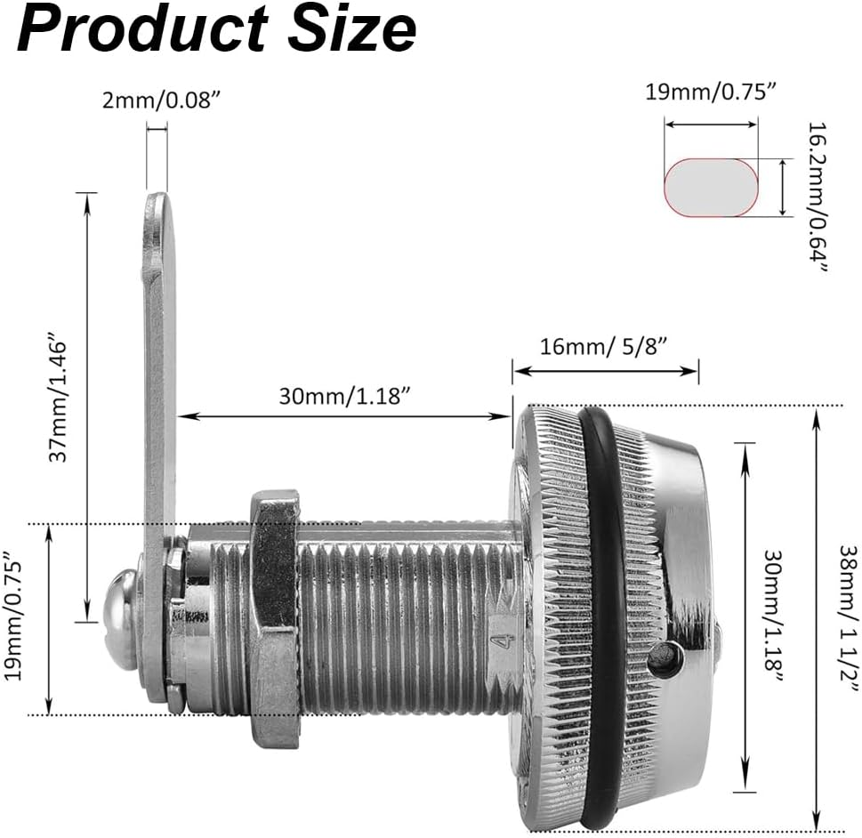 Drawer Combination Cam Lock Password Coded Lock, 3-Digit Security Cabinet Cam Lock for Office Home Mailbox Door Storage Cabinet, 3/4 Inch Cylinder Chrome Finish, Silver image number 4