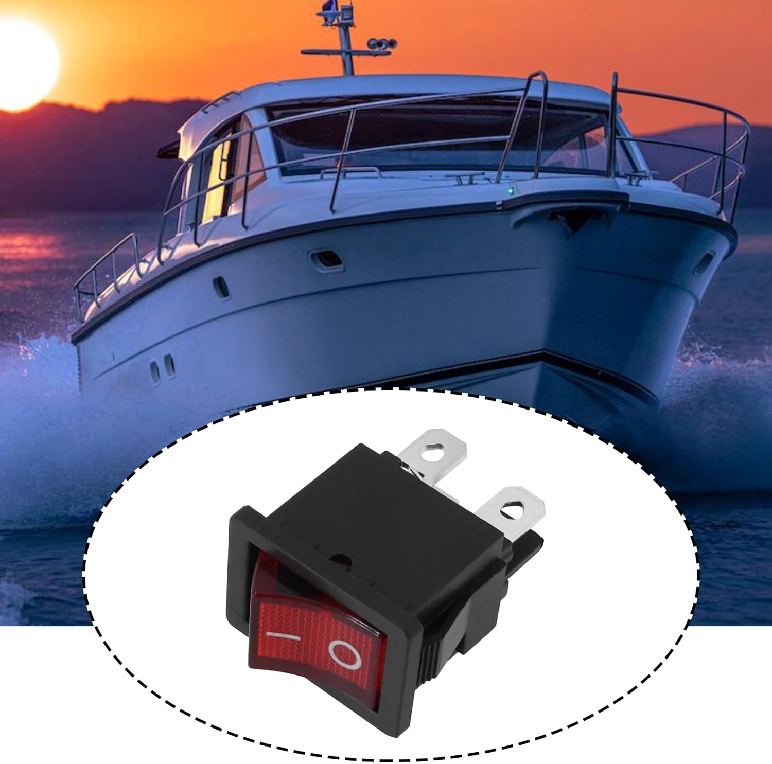 SING F LTD 10Pcs DPST 4Pin Rocker Switch 6A 250V Switch Illuminated (Red) KCD1-104 Suitable for Car and Marine(21X15Mm) image number 2