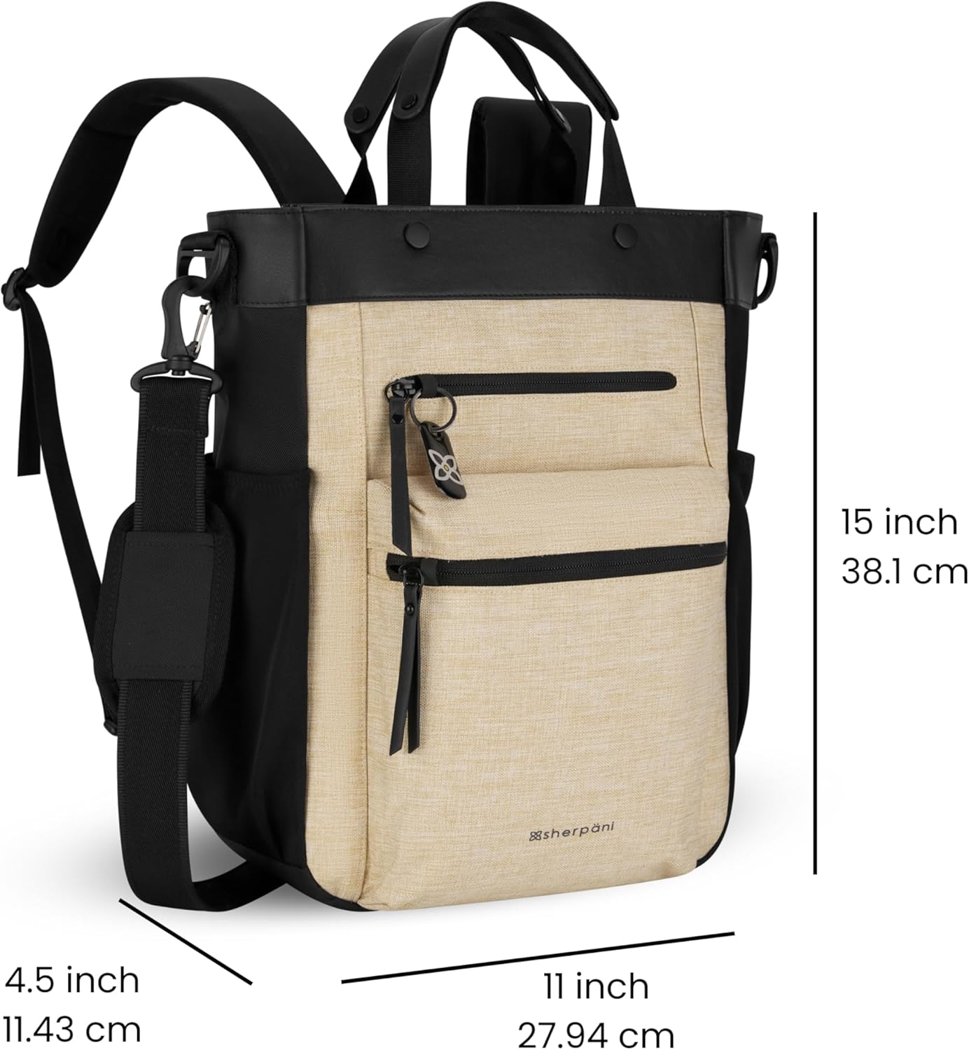 Sherpani Soleil, anti Theft Convertible Backpack, Travel Purse, Fits 15 Inch Laptop - Sterling - Lite image number 5