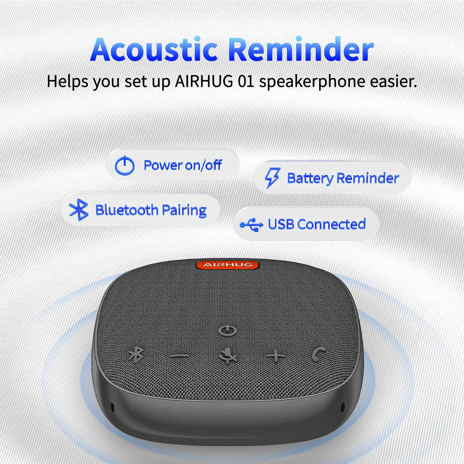 AIRHUG Bluetooth Speakerphone,Conference Speaker with Microphone,360&deg;Voice Pickup,Advanced Noise Reduction,Usb-C Plug & Play,Compatible with Zoom,Ms Team image number 1