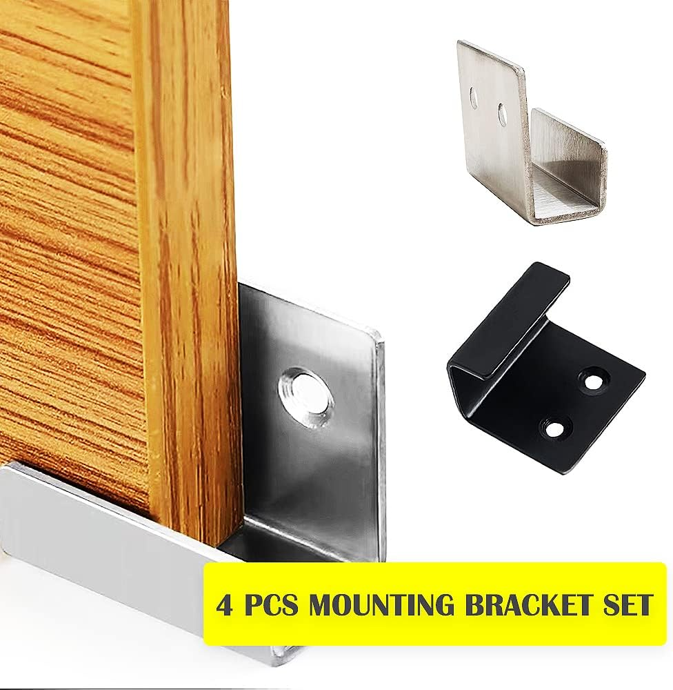 U Stainless Steel Mounting Bracket 40X35Mm Tile Hanger Wall Hook Heavy Duty Billboard Holder 2.0Mm Thickness with Screws - Silver/Black, 4 Pack image number 5