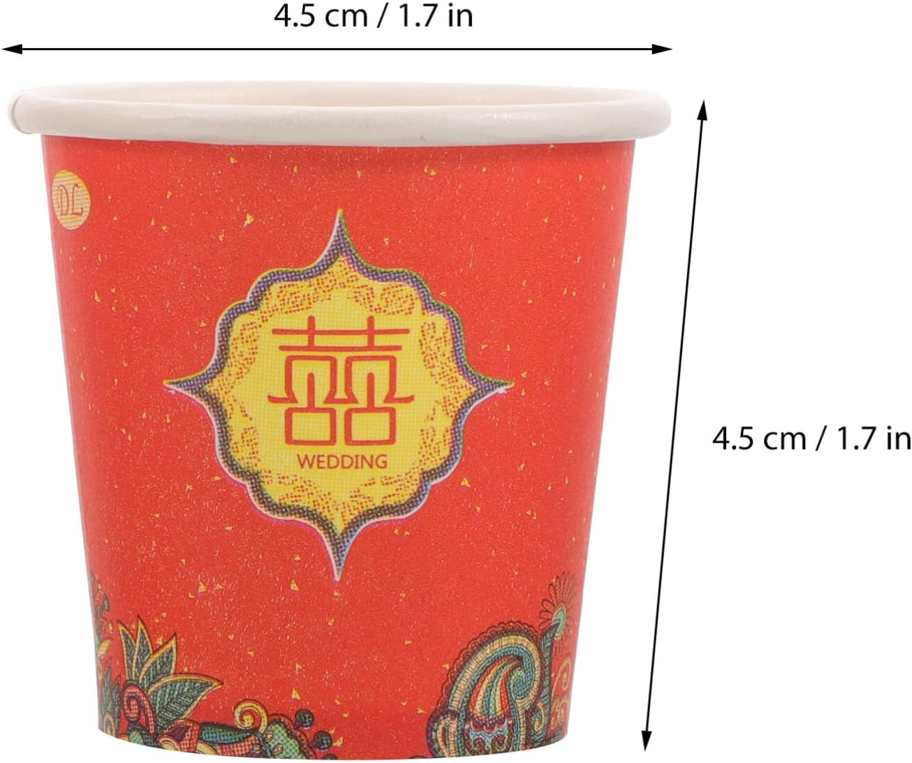 Wedding Paper Cups, 100Pcs Chinese Themed Tea Cup Coffee Beverage Water Cup Cold for Chinese Wedding Party image number 5