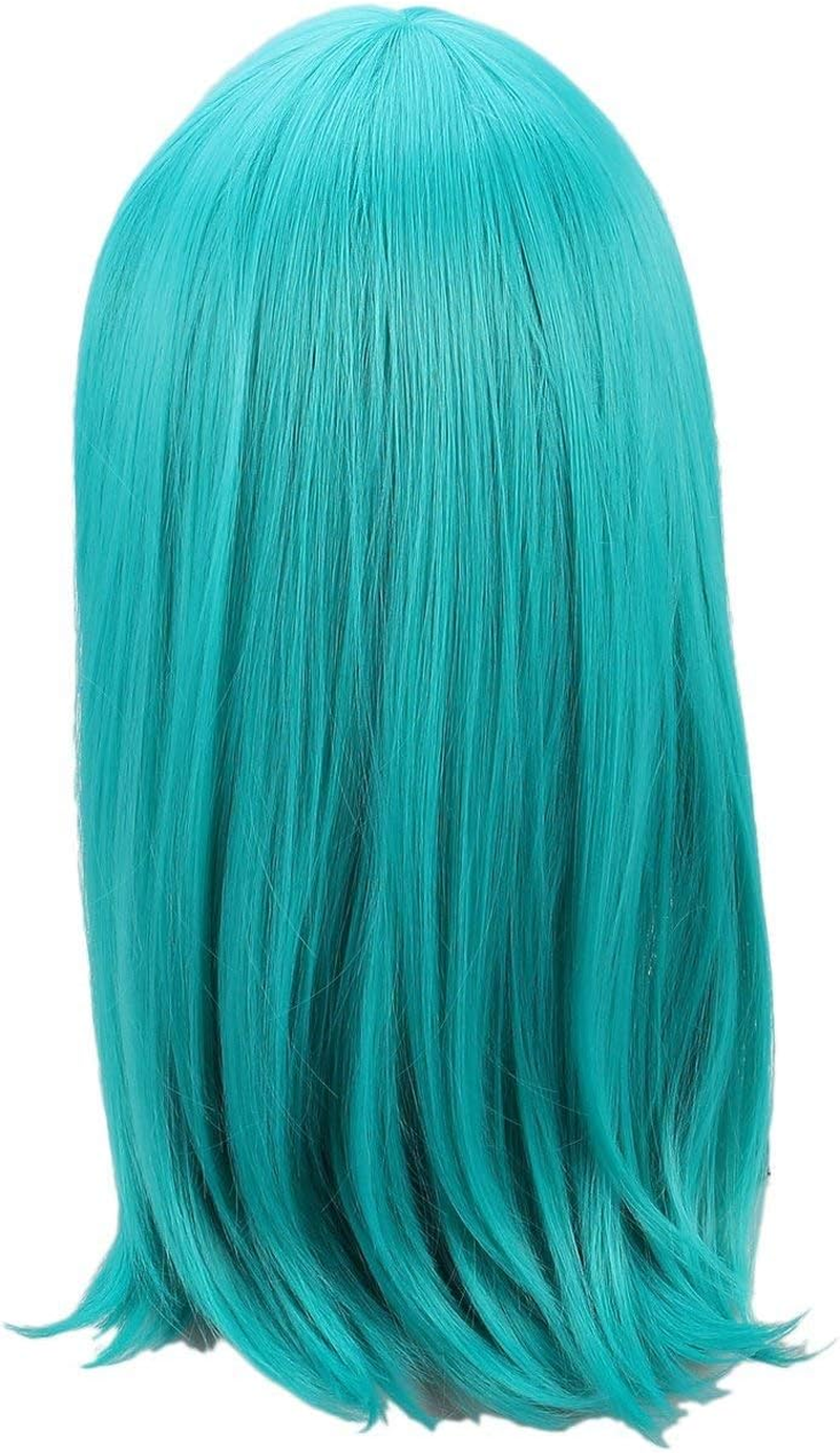 Women'S Long Straight Royal Blue Cosplay Wig（17.7Inch，Green Onion） image number 3