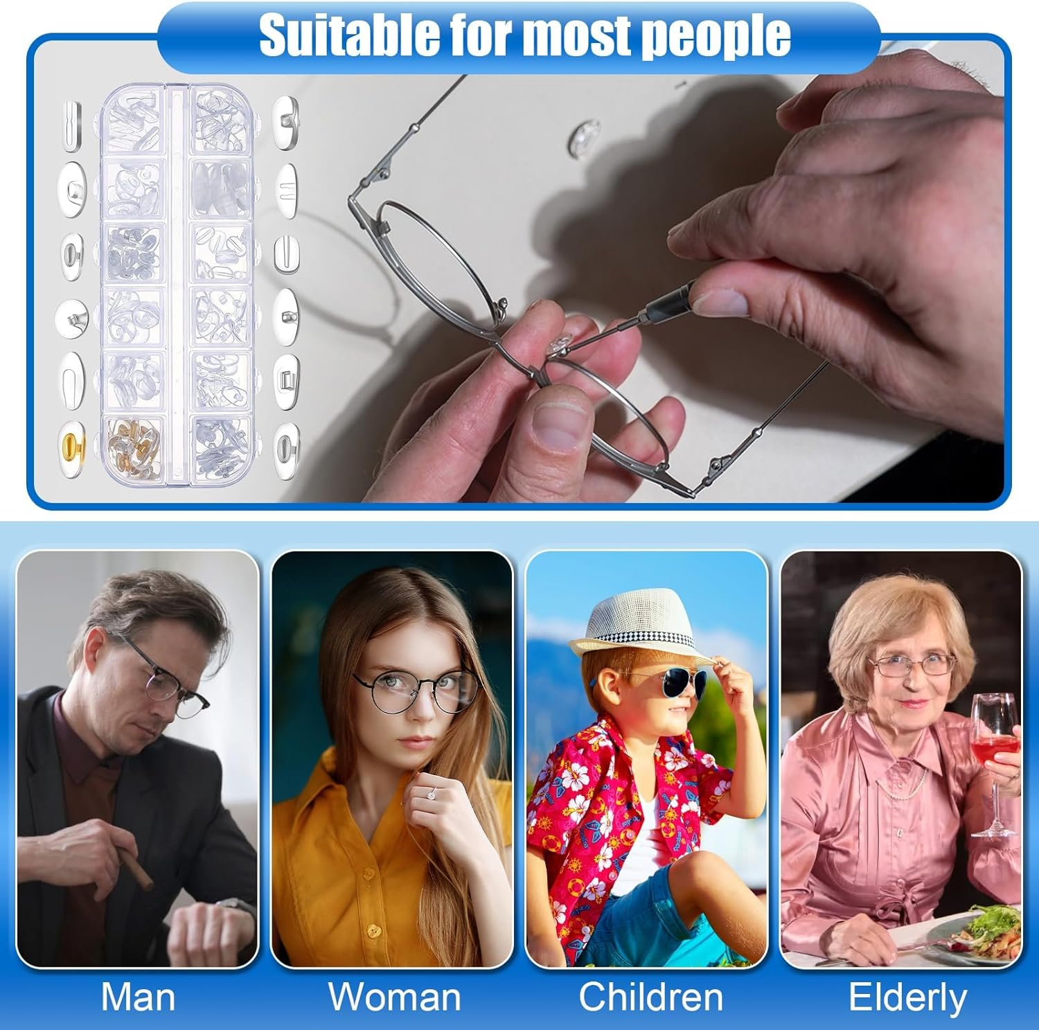 Eyeglass Nose Pads, 60 Pairs Soft Silicone anti Slip Glasses Nose Pads, Eyeglass Repair Kit for Replace Nose Pads and Repair Glasses (12 Styles) image number 4