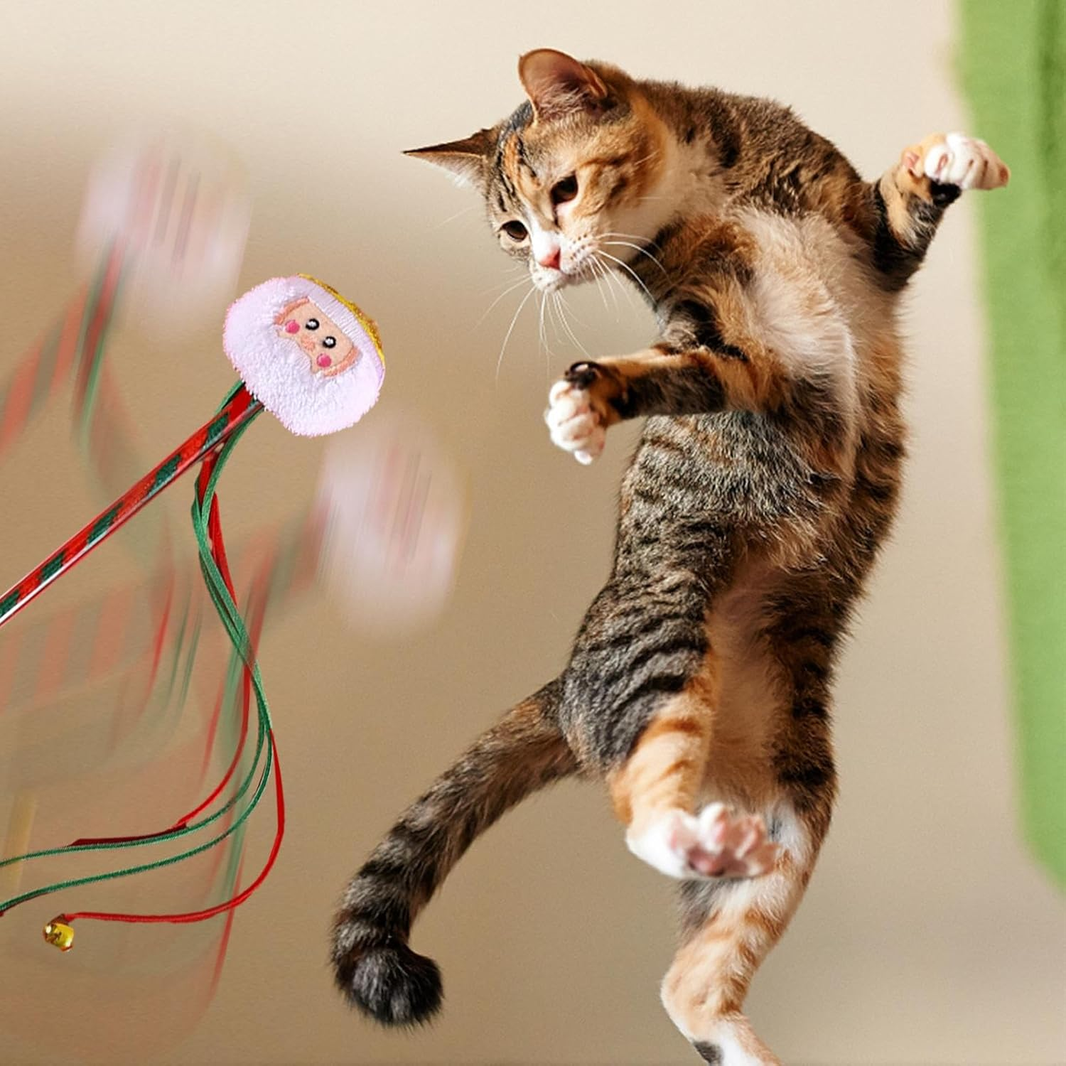 Cat Teaser Stick - Interactive Cat Toy - Portable Cat Wand Toys for Small Cat Pet Biting Chewing and Playing image number 4
