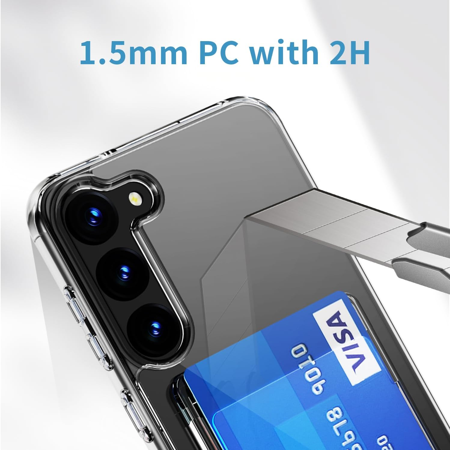 Clear Case for Samsung Galaxy S23 plus with Credit Card Holder [Up to 2 Cards], Anti-Yellow Shockproof Anti-Scratch Durable 360&deg;Full Protection Cell Phone Cover image number 5