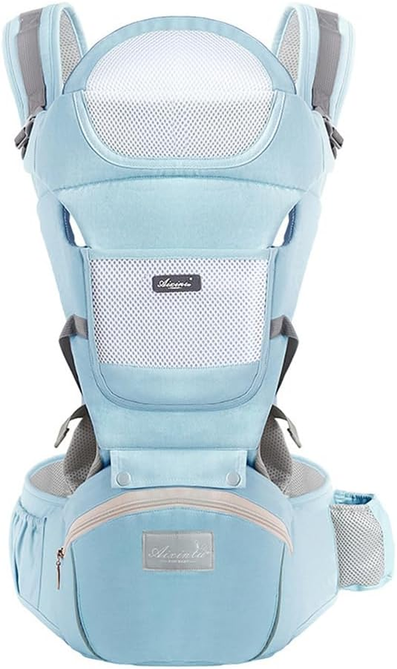 Zolyet Baby Carrier with Waist Stool/Hip Seat 15 Ways to Carry Fro & Back Carry Infa Holder Carrier for Newborns to Toddlers All Seasons Use Blue image number 3