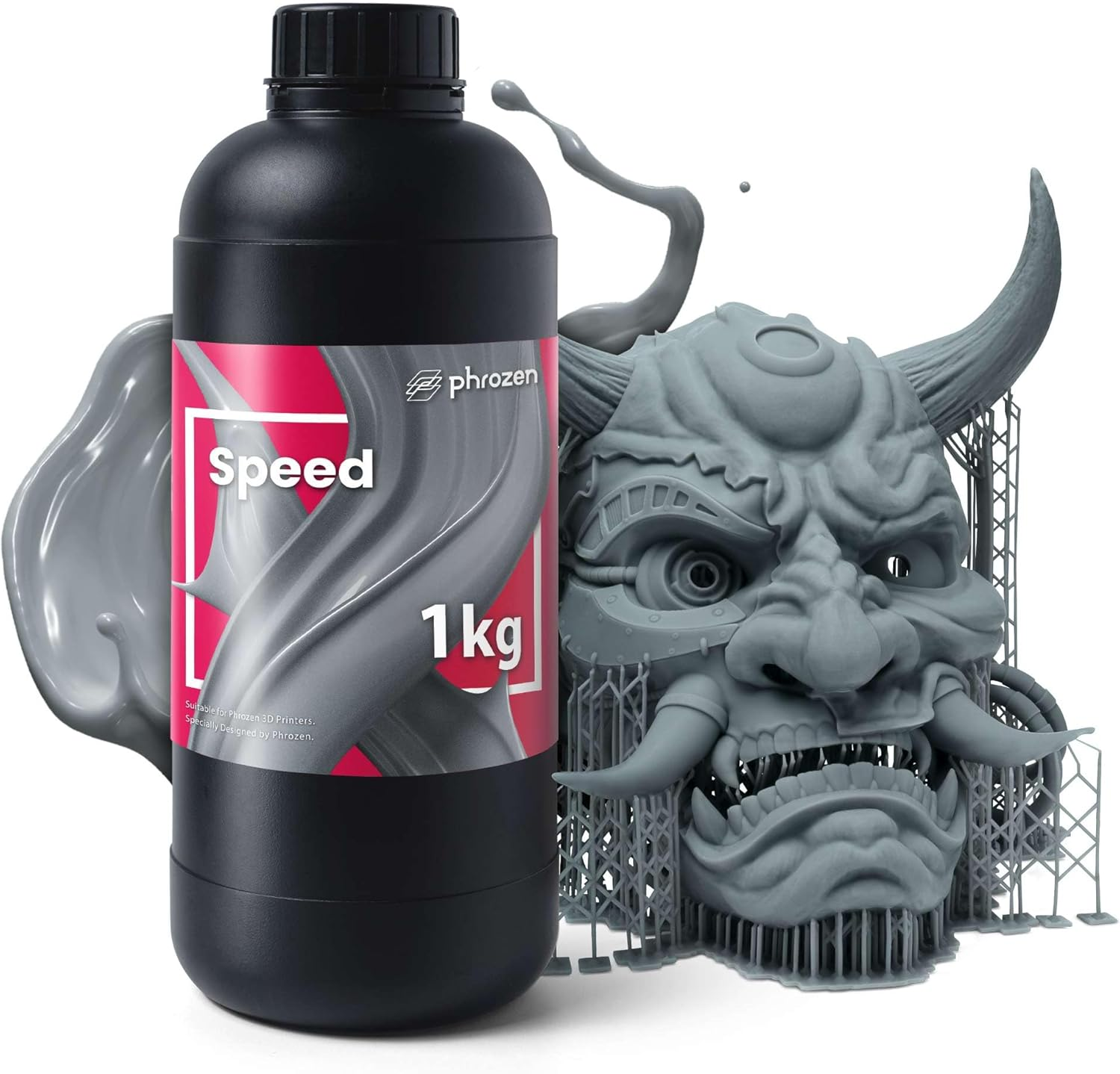 Phrozen Speed plus 3D Printer Resin | Uv-Curing Resin for Most 405Nm LCD/DLP Printers | Print Faster W/Higher Precision, Low Viscosity - Black (1Kg)