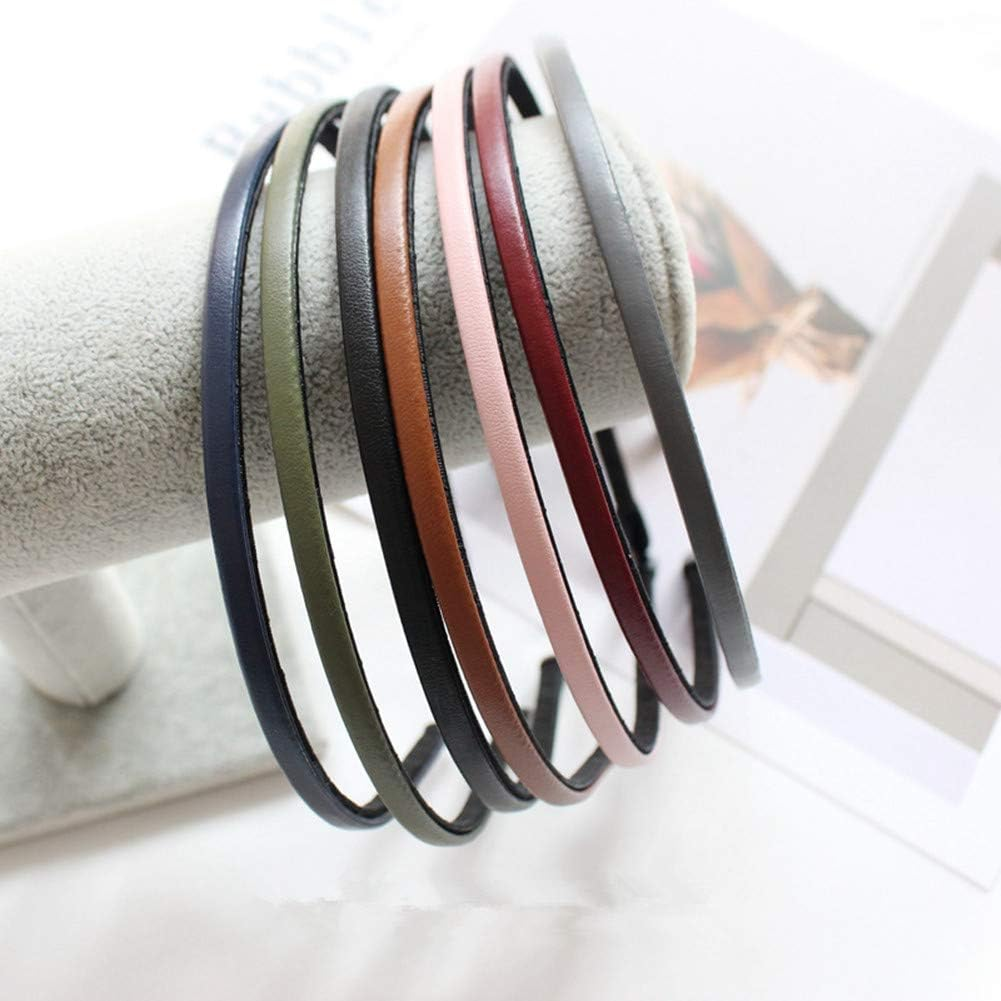 Shungfun Cute Solid Simple Leather Covered Party Headband Hair Bows Hair Loop Clasp Glitter Hairbands for Women and Girls image number 6