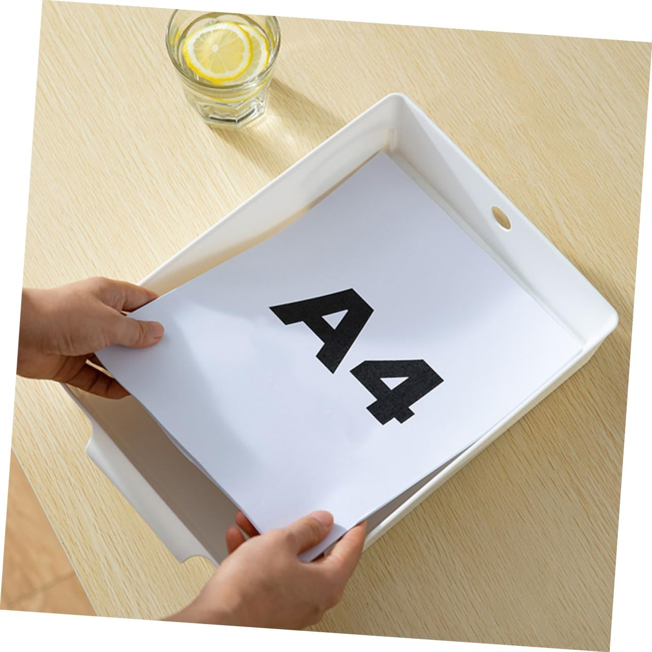 GRIRIW 4Pcs Desktop Storage Box Plastic Bins for Office Home Classroom Organization for Desk Supplies Books and Snacks Work Desk image number 3