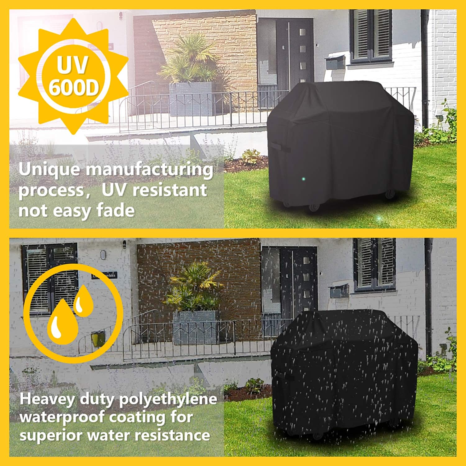 CAB55 BBQ Gas Grill Cover, Heavy Duty Waterproof 600D Polyester Fabric (178CM*56CM*105CM) 7132 image number 3