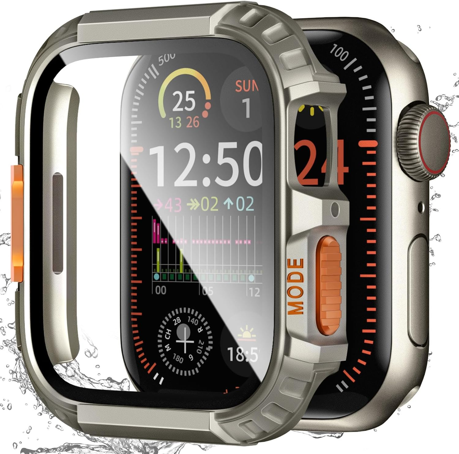 Zumyzu Rugged Waterproof Case for Apple Watch 44Mm Series 6 5 4 SE with Tempered Glass Screen Protector, Hard PC Bumper Protective Cover for Iwatch 44Mm Black Gray