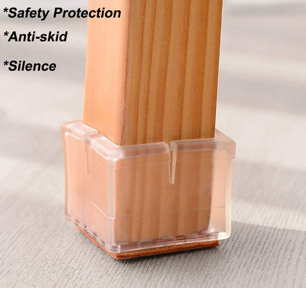 Maydahui 16PCS Square Chair Leg Floor Protectors Silicone Table Furniture Feet Covers Caps Felt Pads Prevents Scratches Fit 1-13/14 to 2-1/6 Inch（49-55Mm） image number 5