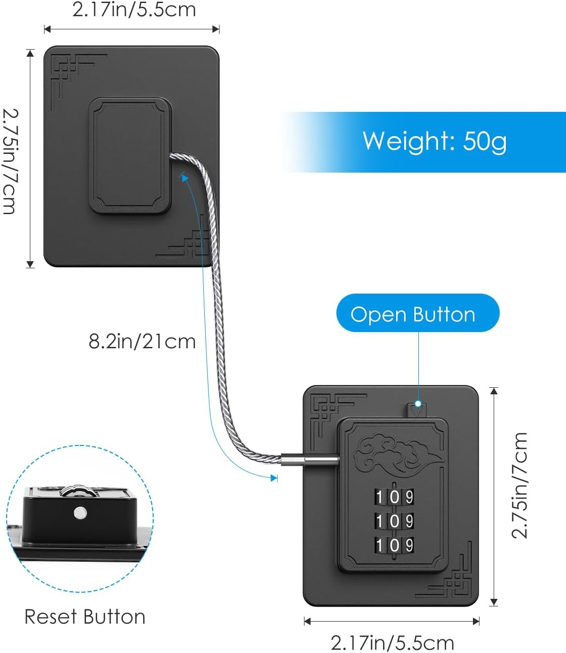 AMIR 2 Pack Password Refrigerator Lock for Children, No Installation Child Safety Cabinet Locks with with Strong Adhesive for Door File Drawer Cabinet Cupboard Windows image number 5