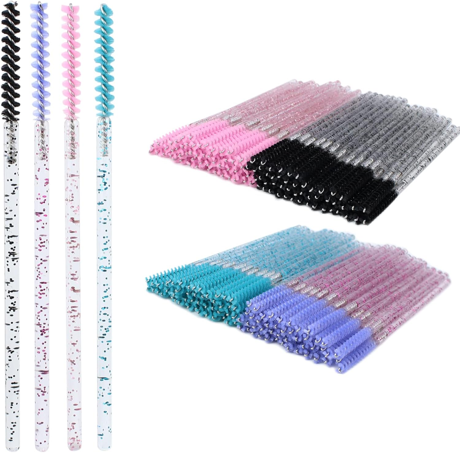 200Pcs Disposable Skinny Mascara Wands Mini Crystal Eyelash Brushes Thin Mascara Wands Micro Brush Lash Extension Supplies Lashes Extension Tools(Skinny-4Colors)