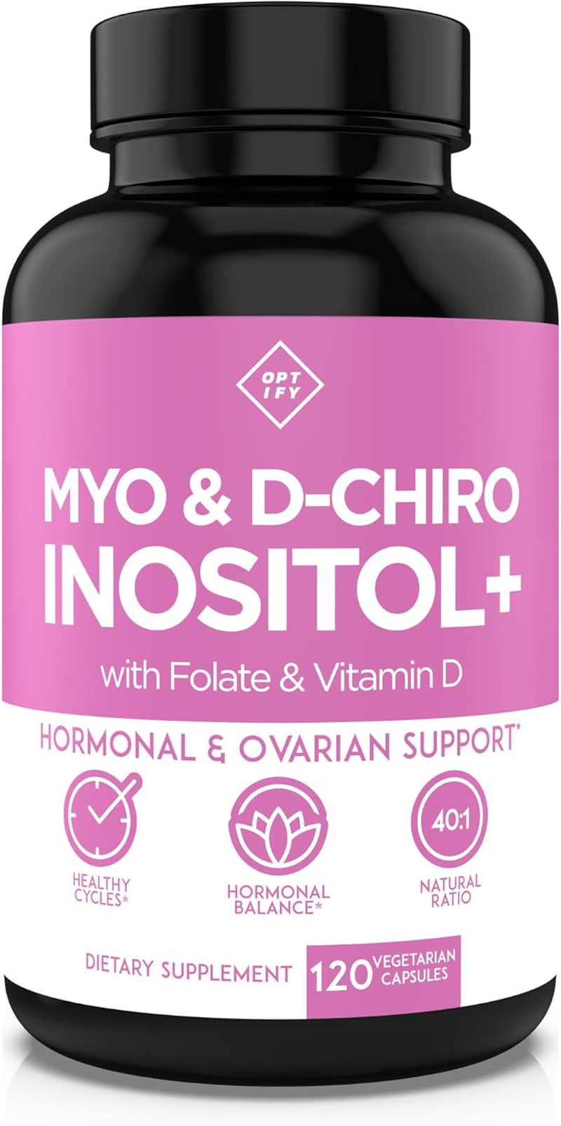 Premium Inositol Supplement - Myo-Inositol and D-Chiro Inositol plus Folate and Vitamin D - Ideal 40:1 Ratio - Hormone Balance & Healthy Ovarian Support for Women - Vitamin B8-30 Day Supply image number 5