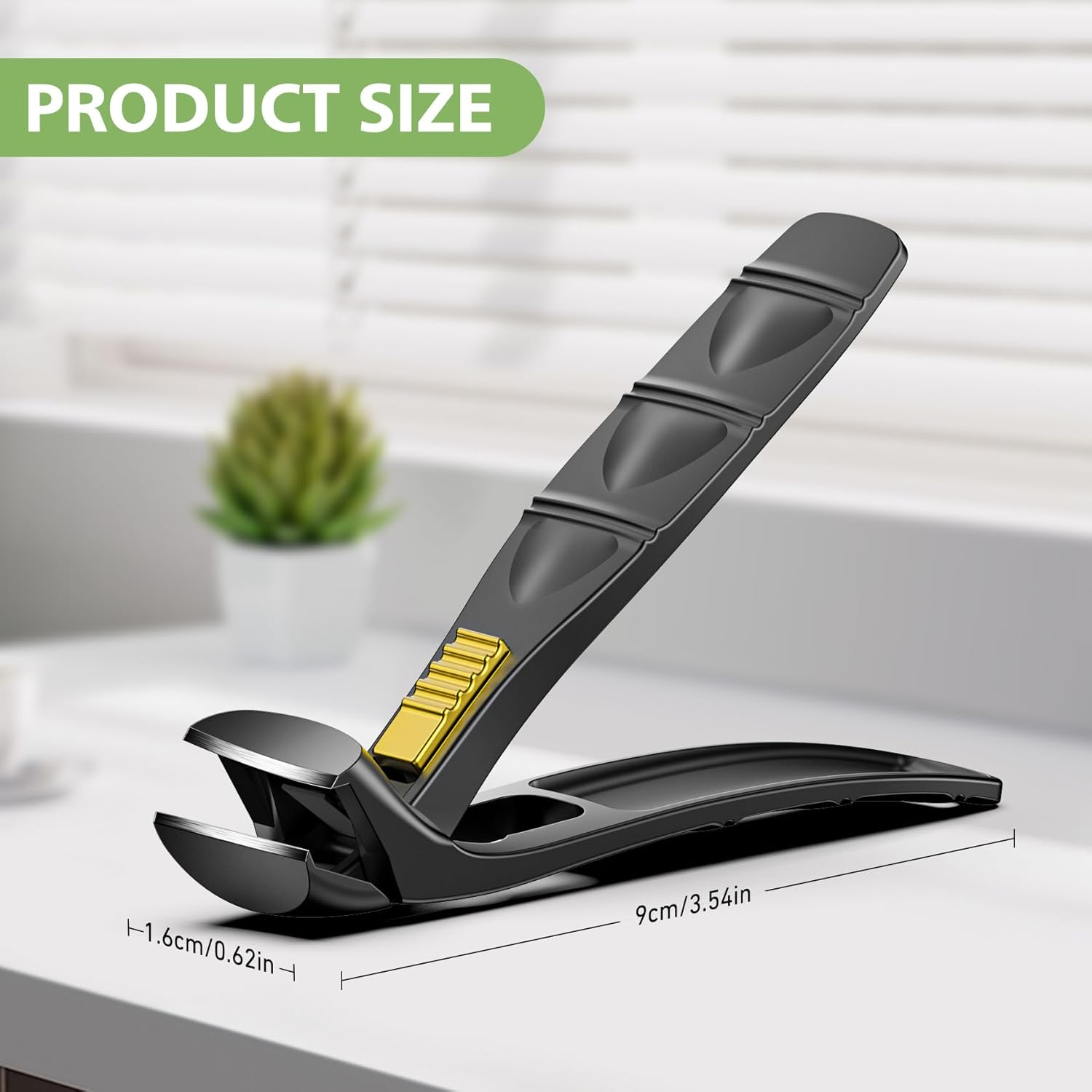 BALUCA Curved Cutting Jaw Toenail Clippers for Seniors for Thick Toenails, Ergonomic Large Toe Nail Clippers for Men, Long Handle Fingernail Clipper Cutter with Catcher - Black image number 4