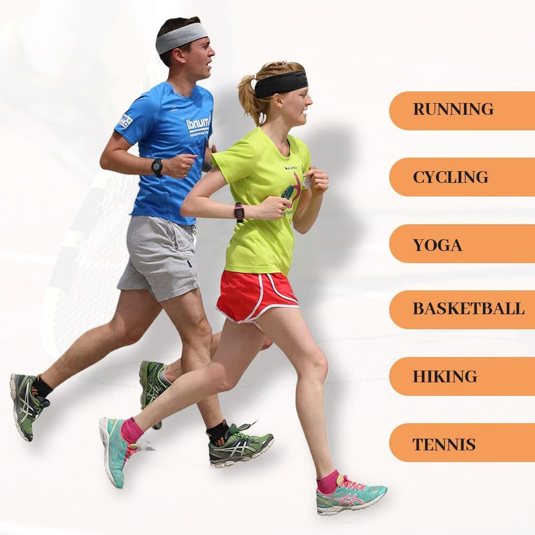 Pack of 2 Women'S Hair Bands, Elastic Hair Bands, Yoga Headbands, Sports Headbands, Non-Slip Headbands (Black and Grey) image number 1