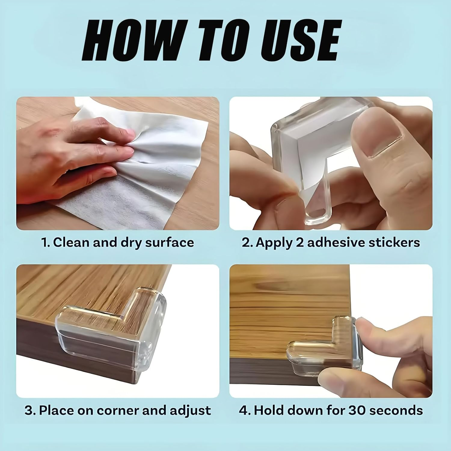 MYTOAU 30 Pack Proofing Corner Protectors, Clear Edge Protector Strip,Silicone Soft Edge Guards, Furniture Corner Guards & Edge Safety Bumpers for Children,Thicker & Durable Table Corner Cushions image number 6