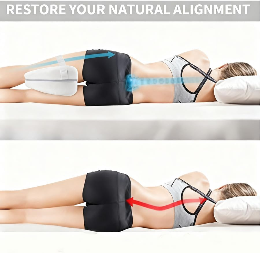 Knee Pillow Revoget Alignment Pillows for Sleeping on Side, Memory Foam Leg Spine & Hip Support Pillow for Side Sleepers, Joints Pain & Pregnancy, Leg Support Cushion (Grey) - Grey image number 4