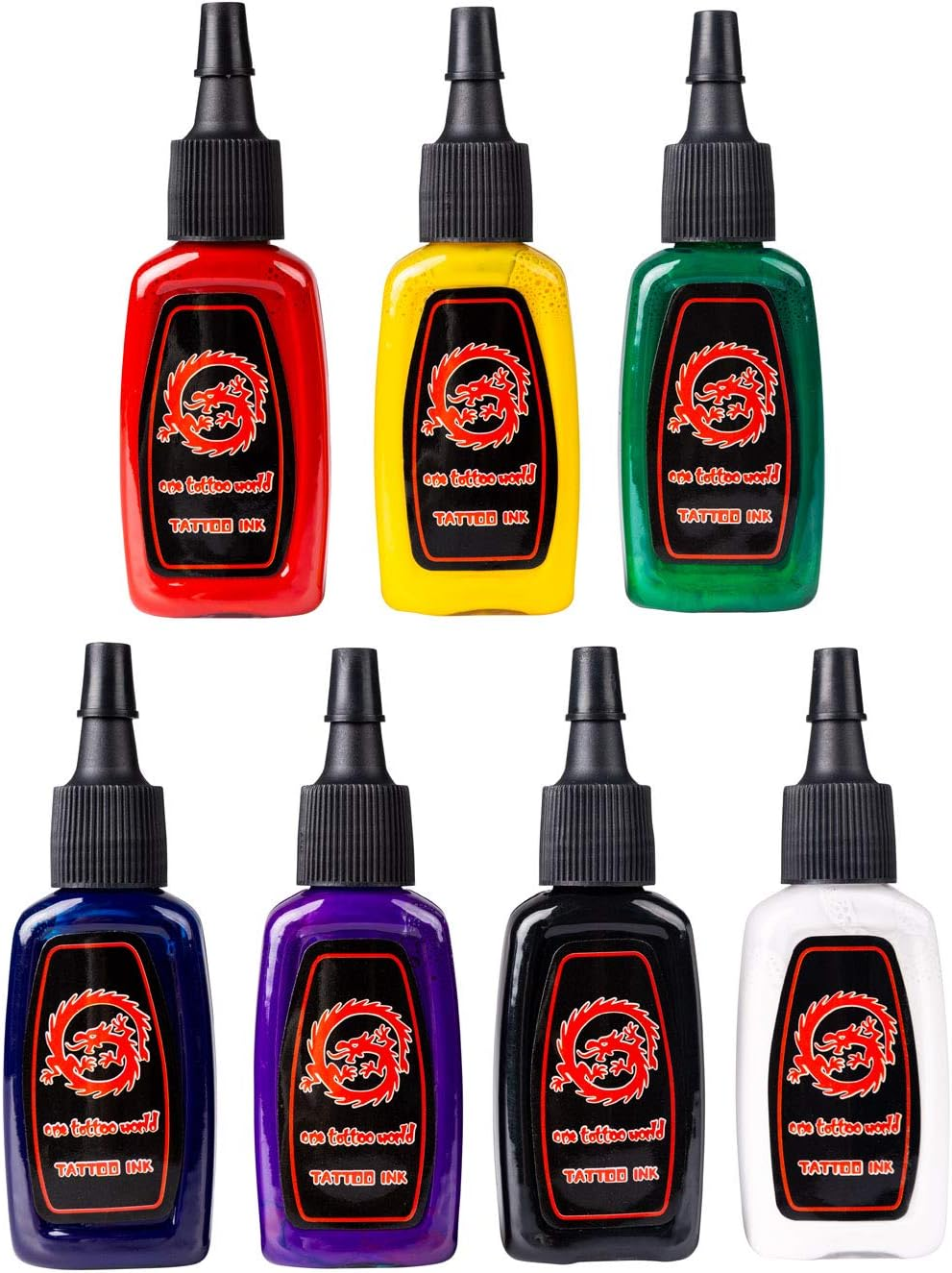 One Tattoo World Premium Tattoo Ink Set | 7 Colors | 15 Ml Bottles image number 1