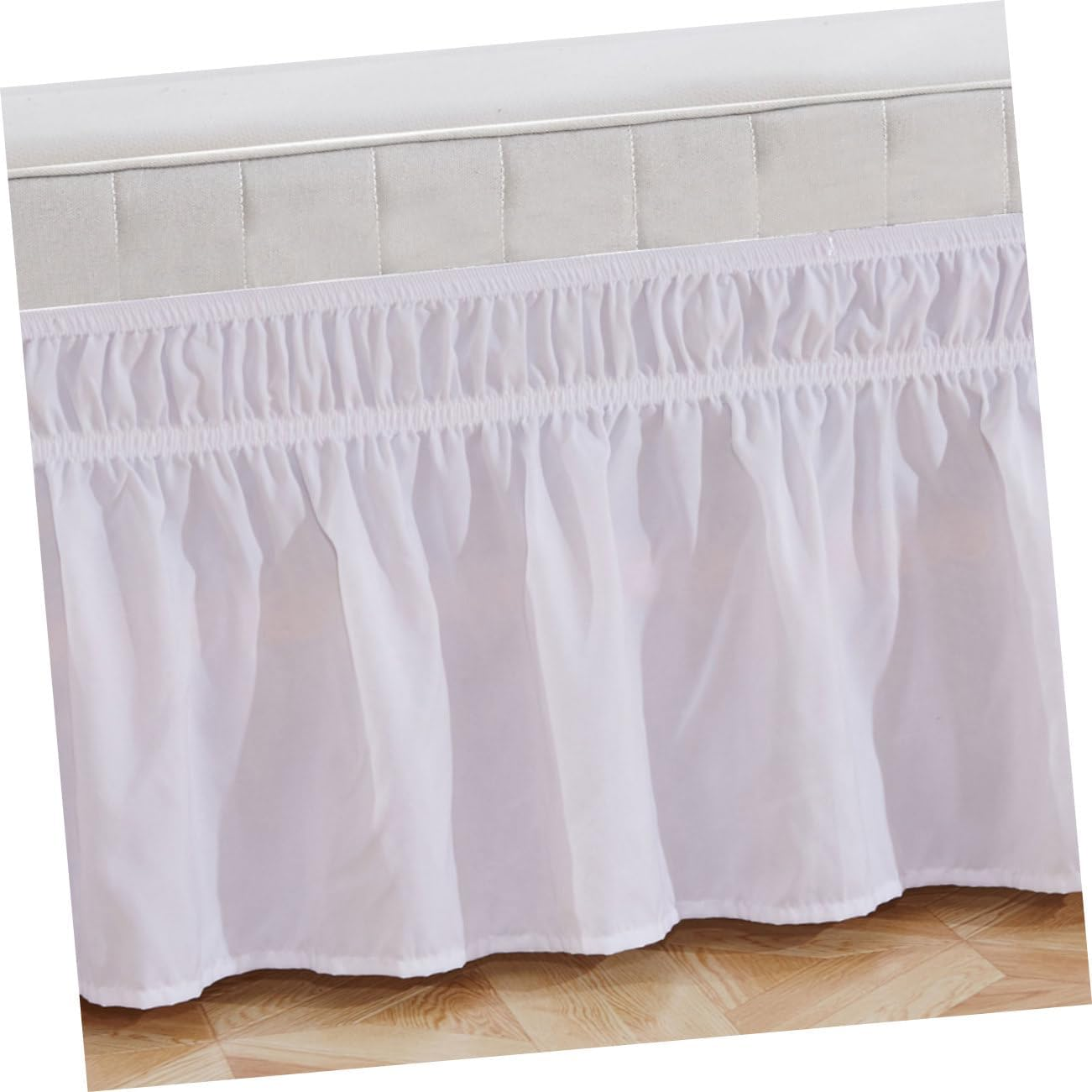 JEWEDECO Solid White Elastic Pleated Design 100% Polyester Fits Queen Size Easy to Install for Bedroom Decor - Pink image number 4