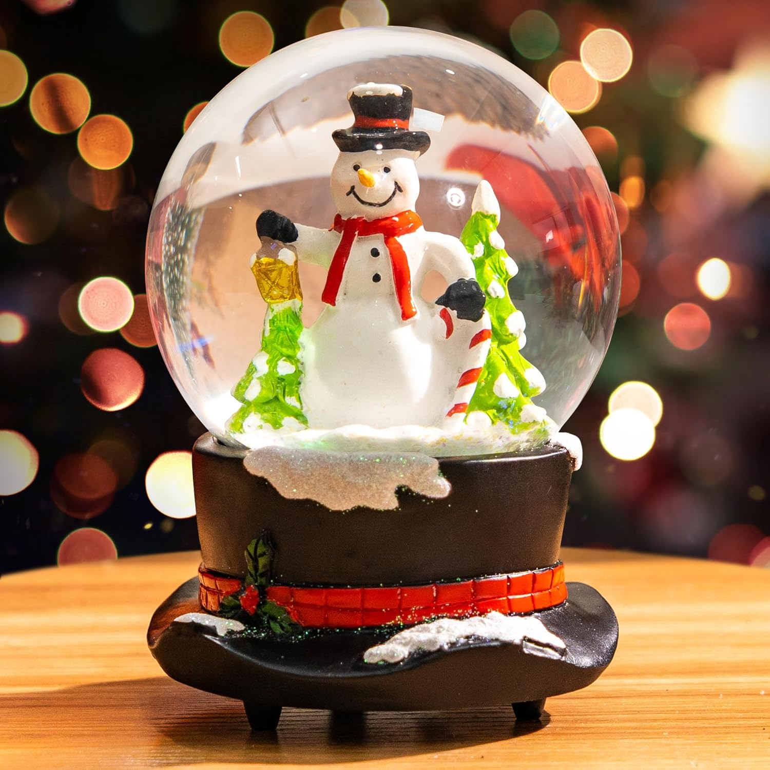 Snow Globes Glitter Water Globe Decoration Musical Snow Globes Decor Plays We Wish You a Merry Christmas, 100Mm, Snowman image number 4