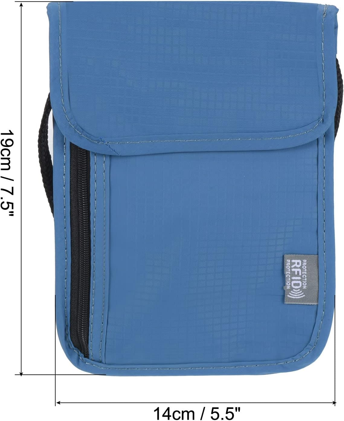 Uxcell Neck Wallet Travel Pouch, Passport Holder RFID Blocking Waterproof Neck Pouch Nylon Travel Document Organizer for Women & Men, Blue image number 4