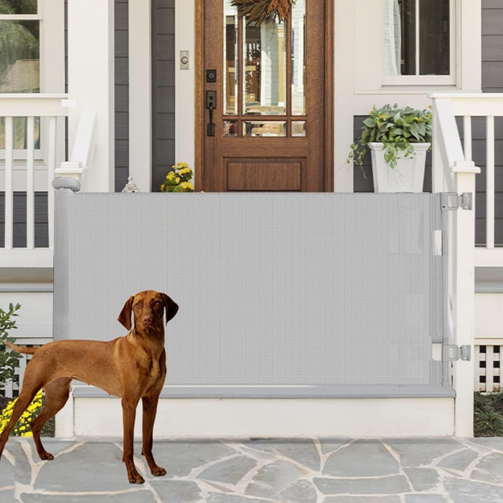Retractable Baby Safety Gate - Sulishang Durable Portable Mesh Baby Gate/Dog Gate, Extra Wide Safety Gates 33" Tall, Extends up to 55" for Doorways, Stairs, Hallways, Banisters Indoor and Outdoor
