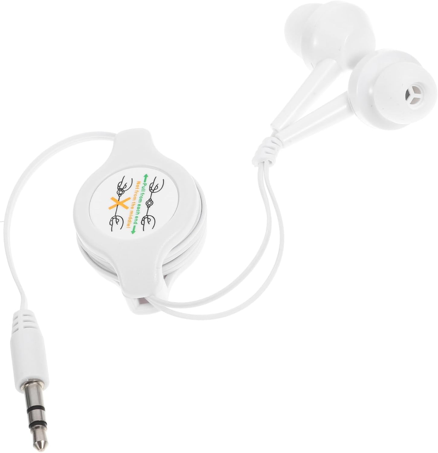 Operitacx Ear Headphones Retractable Lightweight with Jack Comfortable Cushions for Players CD Players and Smart Devices White image number 4