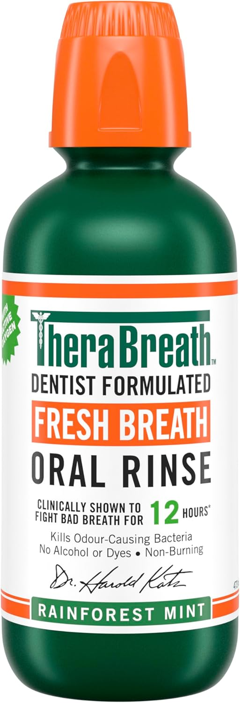 Therabreath Fresh Breath Oral Rinse, Rainforest Mint 473Ml - Alcohol-Free Mouthwash for Long-Lasting Fresh Breath