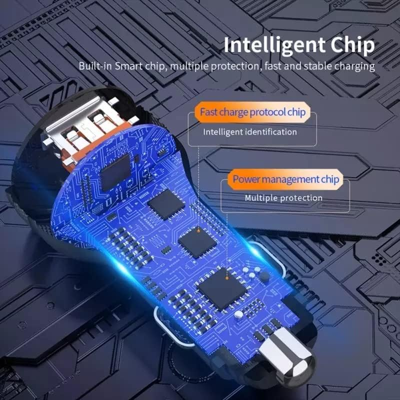 Universal Metal Dual USB Ports LED Voltage Detector Display Car Charger Socket, 2 Port Fast USB 18W Car Adaptor Cigarette Lighter USB Car Phone Quick Charge QC3.0 for Iphone, Samsung, Xiaomi, HTC Ipad image number 4