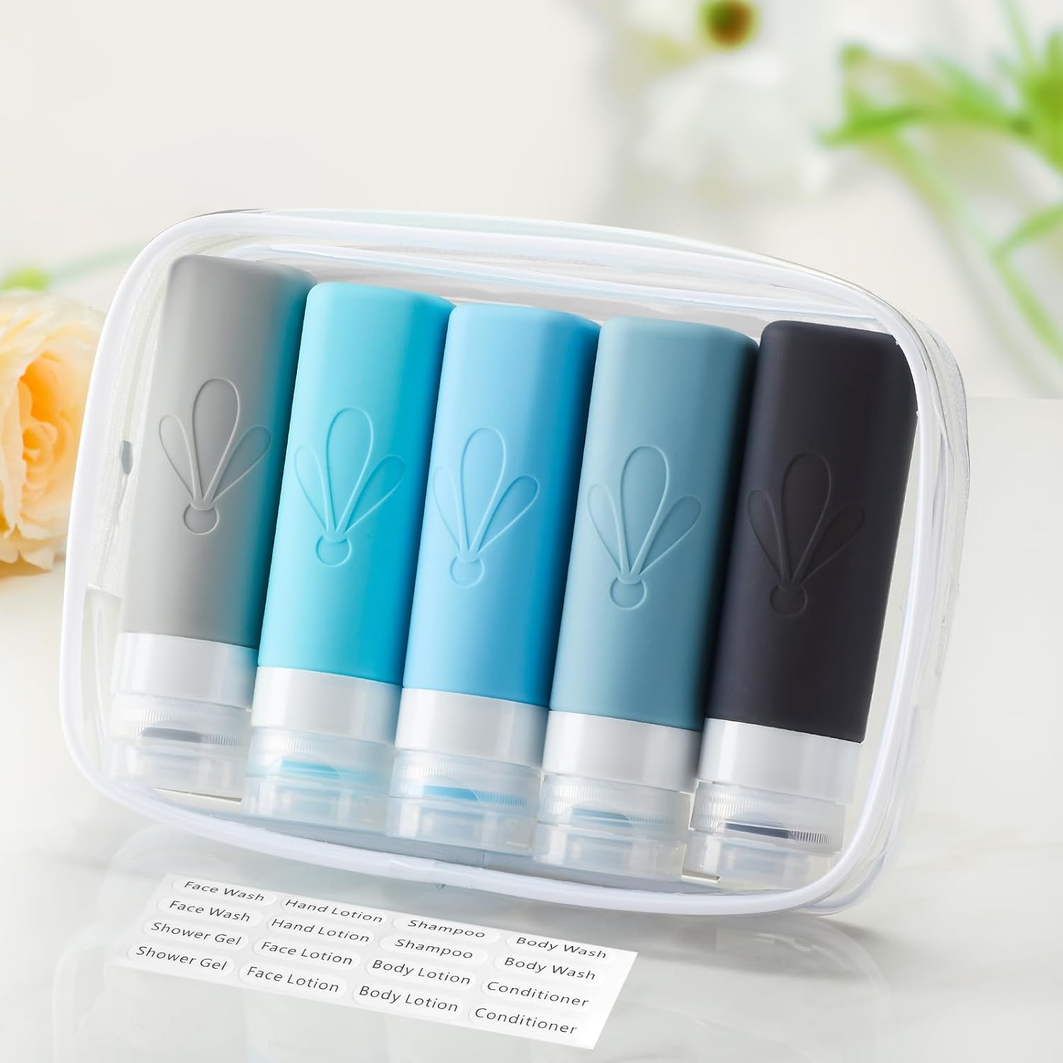 INSFIT Travel Bottles for Toiletries, TSA Approved 90Ml Travel Size Containers, BPA Free Leak Proof Squeezable Silicone Tubes for Shampoo Conditioner Lotion Soap with Labels image number 4