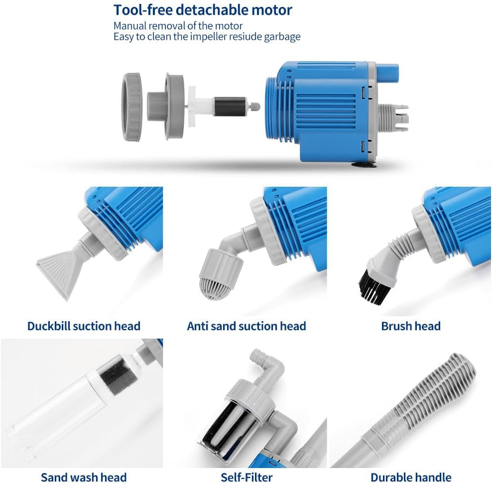 28W Aquarium Gravel Cleaner - Electric Automatic Removable Vacuum Water Changer Sand Algae Cleaner Filter Changer image number 4