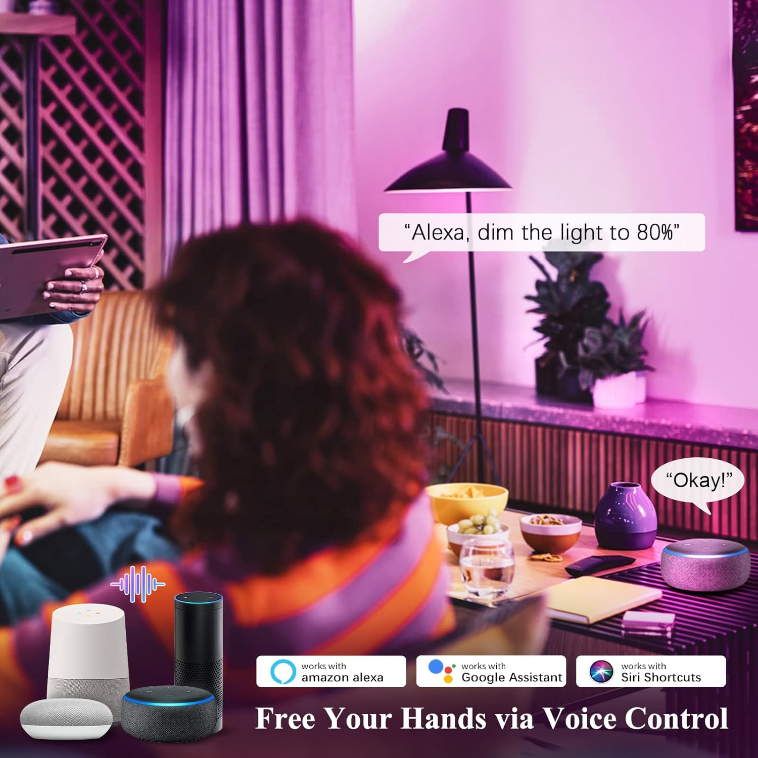 Dicuno Smart Bulbs, E27 LED Edison Bulbs ST64, Dimmable Wifi Light, Compatible with Alexa or Google Assistant, 5W (50W Equivalent), 450LM, 100-240V, 2700K-6500K, No Hub Required image number 6