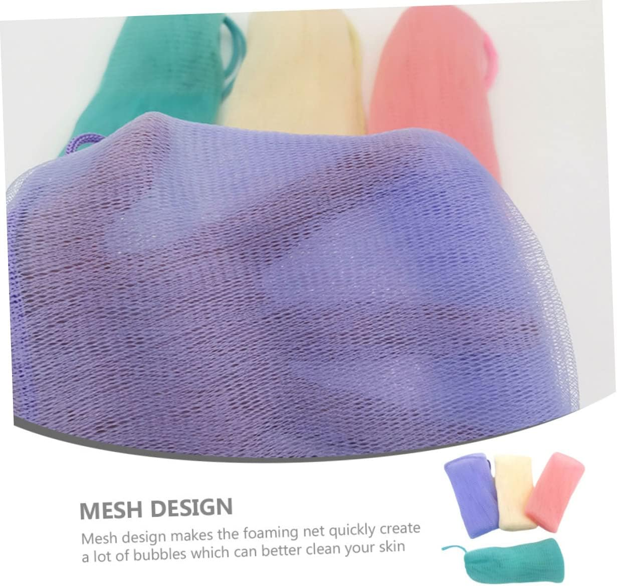 Beavorty 4Pcs Exfoliating Soap Pouch Mesh Travel Pouch for Bar Soap Bath Holder Portable Mesh Organiser Bags