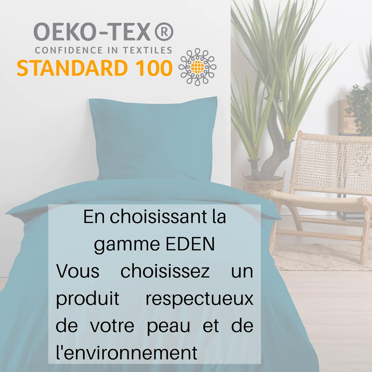 Lovely Casa - Flat Sheet - Size 180 X 290 Cm - 100% Cotton Certified According to Oeko-Tex - Colour Petrol - Model Eden - Bed Linen for Home - Soft and Comfortable for Cuddly Cot Bumpers image number 2